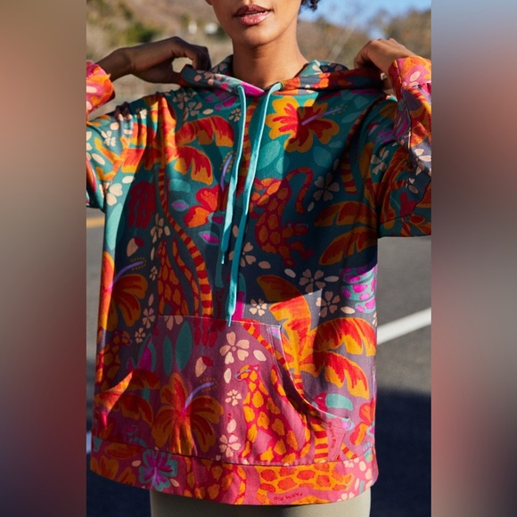 Anthropologie Farm Rio Magda Floral Hoodie Medium - Picture 1 of 9